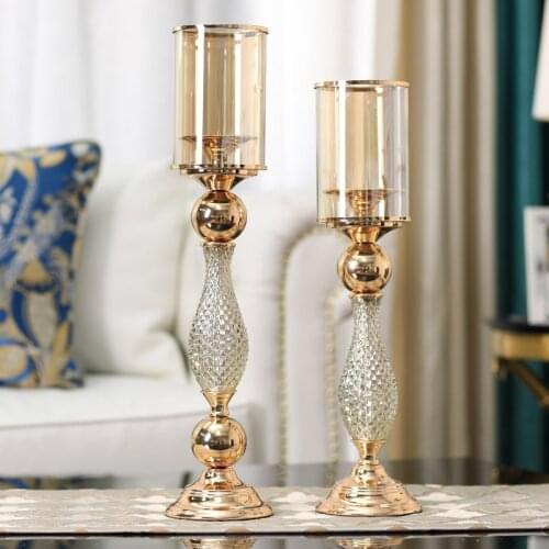 Luxury Modern Candle Holders Glasses Golden European Style Candle Holders Wedding Table Gorgeous Soporte Vela House Decor EI50CH
