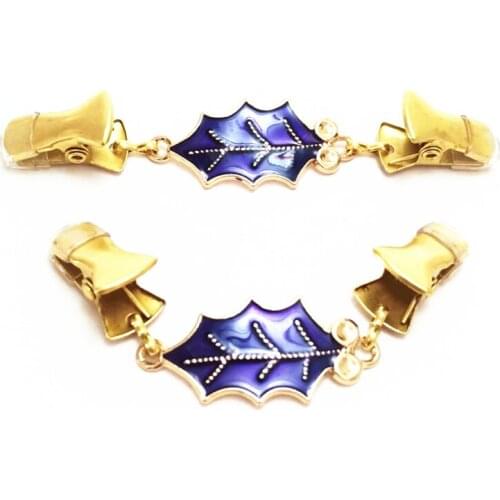 Handmade Painted Purple Violet Leaves Brooch Pins Sweater Guard Clip Women Shawl Buckle Cinch Cardigan Dress