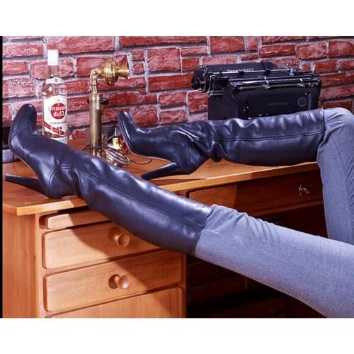 Round Toe Chunky Heel Knee High Boots Cow Leather Round Toe Winter Women Shoes Manufacturer Stylish Designer Autumn Ladies Boots