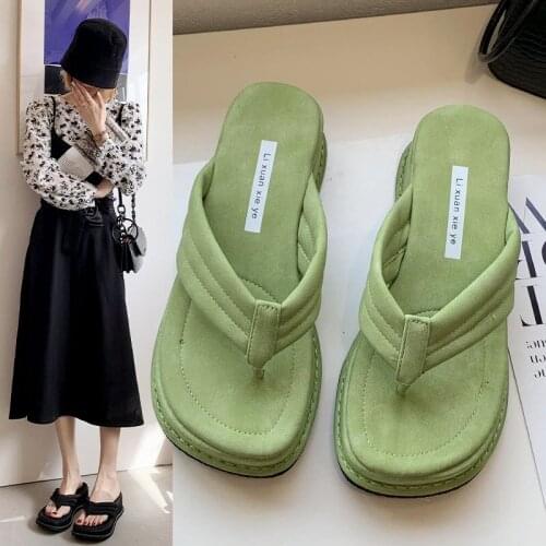 Shoes Rubber Flip Flops Slippers Casual Platform Slipers Women Slides Hawaiian Luxury Summer Flat 2021 Fashion Rome PU Rubber Fl