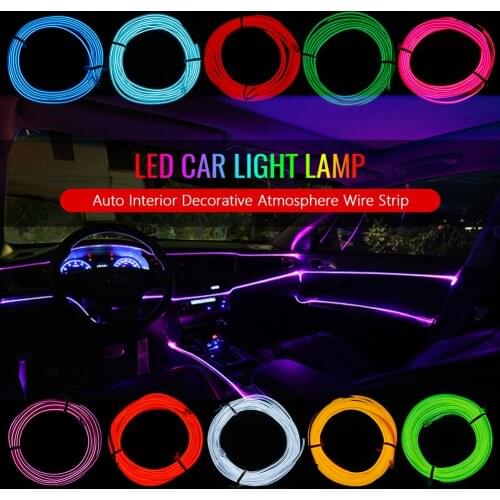 Hot Sale 1M/2M/3M Car Interior Lighting LED Strip Decoration Garland Wire Rope Tube Line Flexible Neon Light with Driver