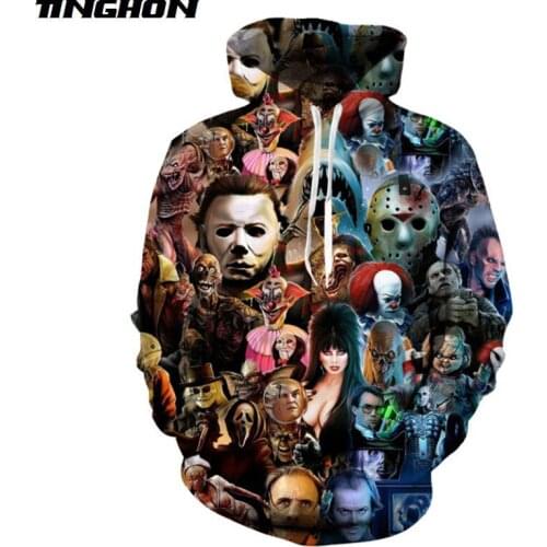 Halloween Characters Hoodies Men/Women 3d Sweatshirts with Hat Hoody Unisex Anime Cartoon Sportwear Coats Plus Size XS 6XL 7XL