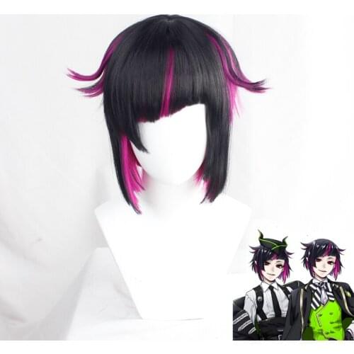 Twisted Wonderland Wig Lilia Vanrouge Wig Pink Mixed Black Cosplay Hair Synthetic Halloween Men Women Unisex Role Play