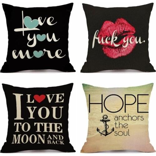 XUNYU Letters Pattern Cushion Cover Linen Throw Pillow Cover Car Home Decorative Pillowcase KQ014