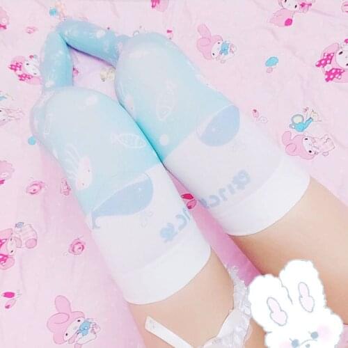 Womens Lolita Over-knee Stockings Printing Thigh High Long Stockings Cosplay Good Quality Anime Kawaii Cute Sweet 5SW18