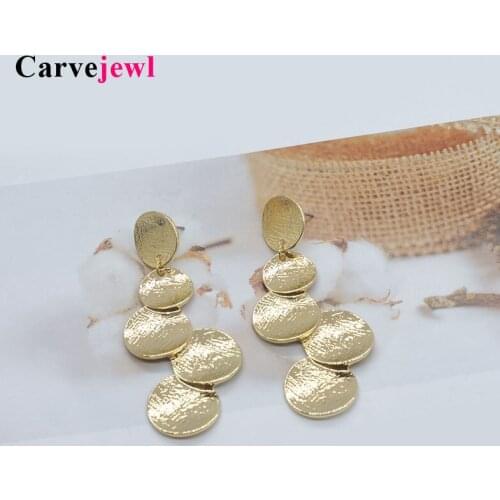 Carvejewl big stud earrings brushed round long stud earrings for women jewelry girl gift simple personality hot sale bohemia