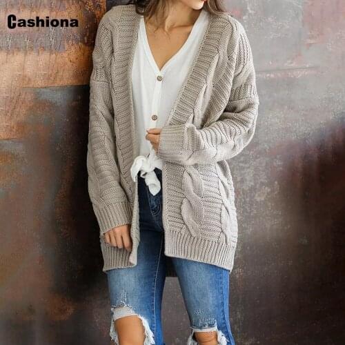 New Knitted Long Cardigan Women Sweaters 2020 Long Sleeve Autumn Winter Tunic Outerwear Solid Fashion Plus size 3xl Women Coats