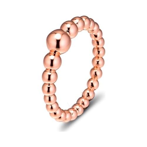 Authentic 925 Sterling Silver Rings Rose Gold Color String of Beads Rings for Women Wedding Silver Jewelry berloques anillos