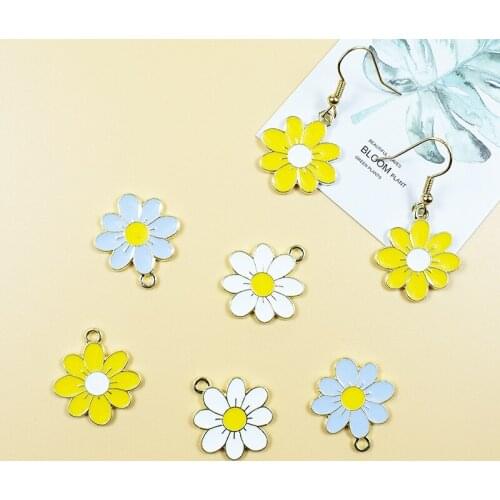 10Pcs/Pack New Cartoon Daisy Dripping Oil Alloy Jewelry Accessories DIY Making Earrings Hair Accessories Material Enamel Pendant