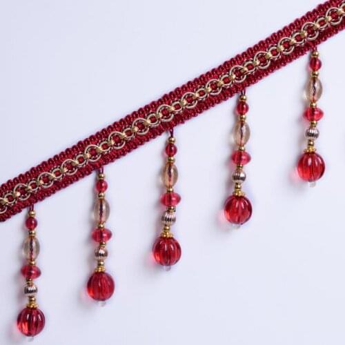 12yard/lot Curtain Lace Accessories Fringe Trim Diy Watermelon Beads Drapery Sewing Textile Decoration Home Textile Ruban Gland