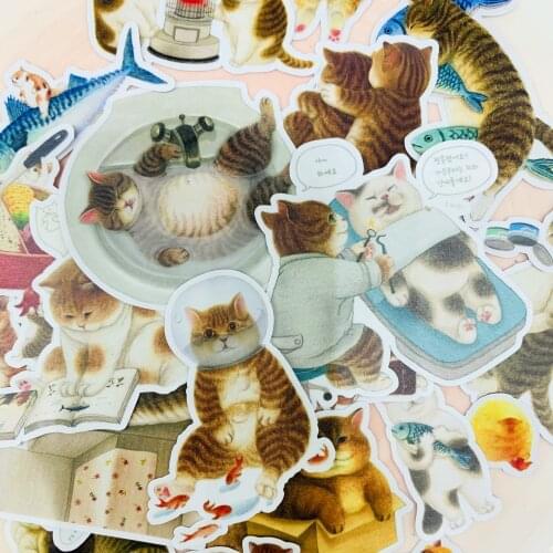 18PCS Cat life sticker for kids homemade book stickers on laptop / decorative scrapbooking / DIY