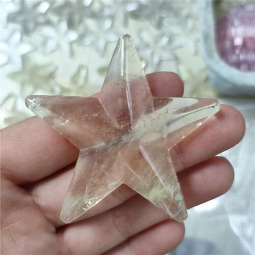 50mm Natural Citrine Carved Star Gemstone Crystals cat Decoration Figurine