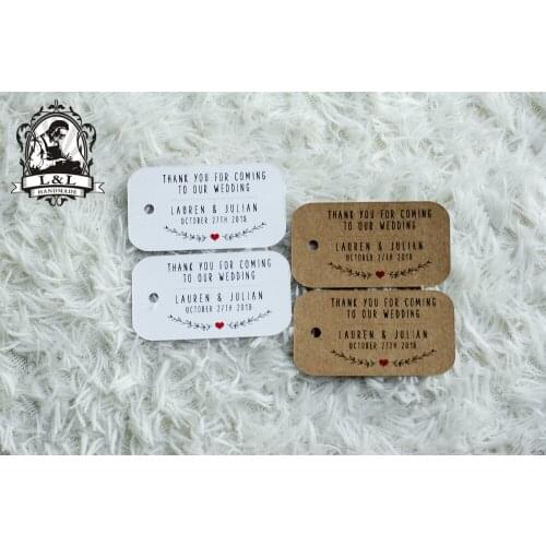 #68 200 pcs 3.5x6.5cm kraft/white paper label wedding favor tags attend a wedding Label customization Happiness sweet label