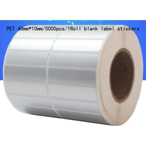 AIBIER 40x10mm 5000pcs/1Roll Waterproof paper Thermal transfer blank PET barcode Labels PET adhesive printed label sticker