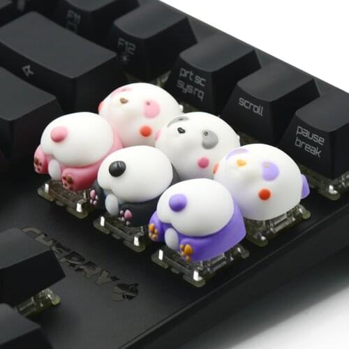 Cool Kit handcraft Cute Baby Panda Resin artisan keycaps for mx stem mechanical keyboards Purple White Black Pink