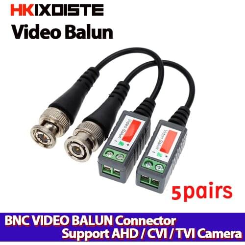 Coax CAT5 Camera CCTV Passive BNC Video Balun to UTP Transceiver Connector 2000ft Distance Twisted Cable