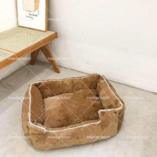 Designer Pet Dog Bed,Winter Fur Warm Dog Sofa for Medium and Large Dogs,Chihuahua French Bulldog Fashion Print Luxury Kennel