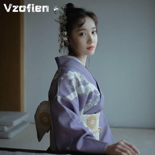 Purple Kimono Women Dress Japanese Kimono Traditional Cardigan Princess Cosplay Halloween Costume Harajuku Party Kimono Yukata