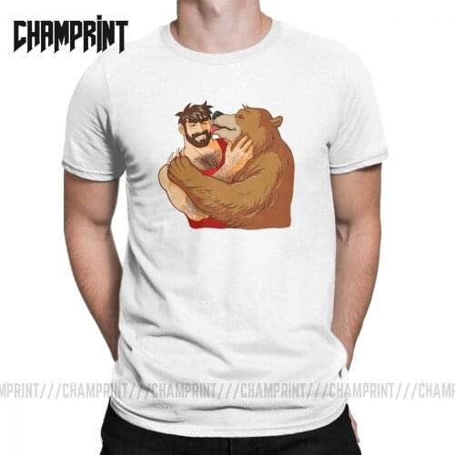 Bear Kiss No Background T-Shirts Men Bobo Bear Gay Art Pride LGBT 100% Cotton Tee Shirt Short Sleeve T Shirts Gift Idea Tops