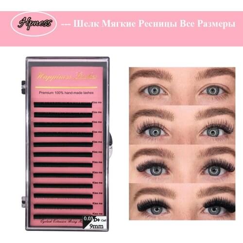 Individual Lashes Natural Soft Classic Makeup Eyelash Extension 8-15mm Mixed Length Single Length C/D/D+Curl Silk Lashes HPNESS