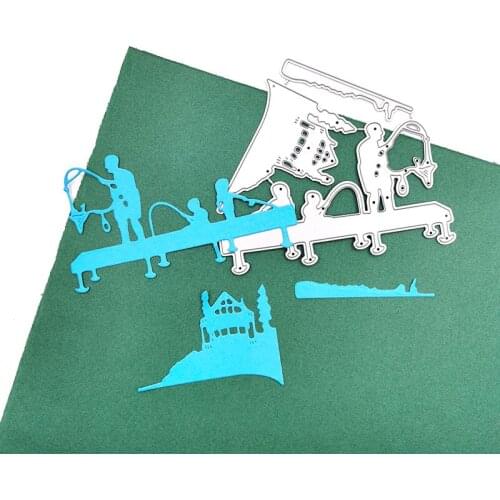 Julyarts Human Fishing House Papier Scrapbooking Cutting Dies For DIY Scrapbooking Album Paper Card Craft Gift