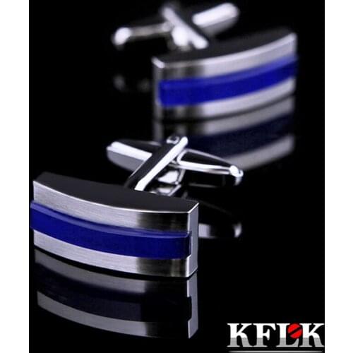 KFLK jewelry shirt Fashion cufflinks for mens Brand Blue cuff links Wholesale Button High Quality Wedding Groom guests