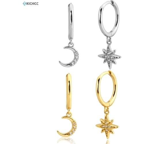 Kikichicc 925 Sterling Silver Gold Moon Snowflowe Drop Earring 2020 Piercing European Dangle Charms Luxury Jewelry Gift
