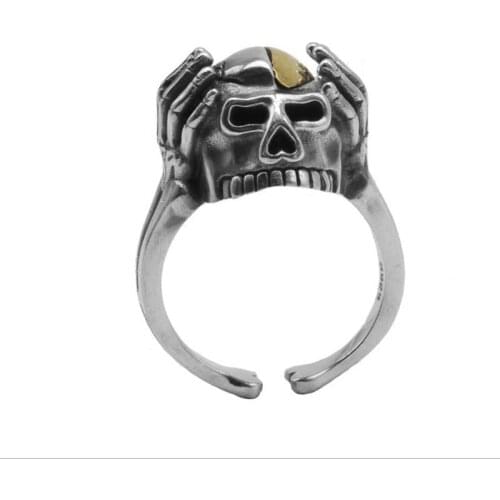 Solid 925 Silver Skull Ring Real Sterling Silver Skeleton Ring PUNK Jewelry Ring Resizable