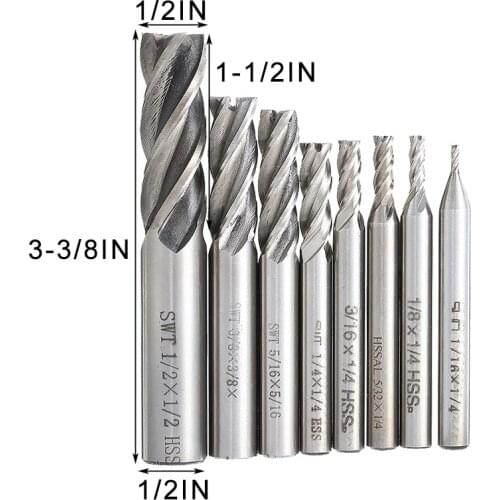 Mill Slot CNC End Mill Tool 4 Flutes Carbide End Mills Spiral Router Bit Set for woodworking Milling Cutter