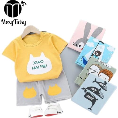 Summer Children Cartoon Short Sleeve Shorts Clothes Sets Baby Girls Cotton Clothing Set Toddler Kids Boys Outdoor Sports Costume