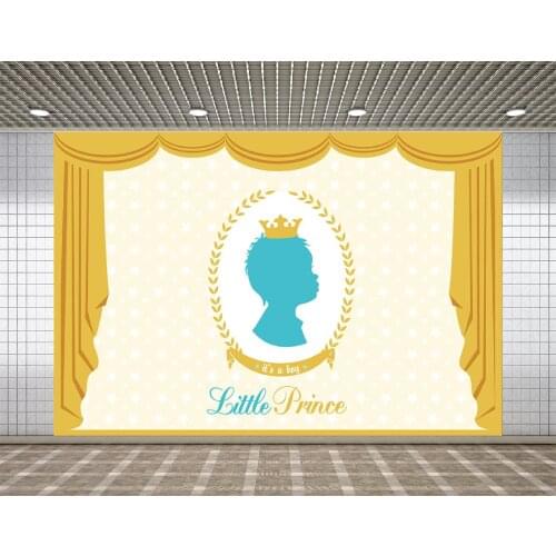 Lyavshi Little prince photography background Curtain Crown baby shower birthday party backdrop photocall photo studio printed