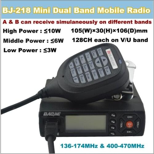 Mini Transceiver baojie BJ-218 Dual Band 136-174/400-470MHz two way radio Dual band Mini mobile Radio transceiver