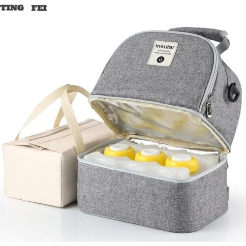 Multifunctional Breast Milk Bottle Storage Mummy Bag Portable Baby Food Insulation Pocket Fresh-keeping Tote Hang Bag Backpack