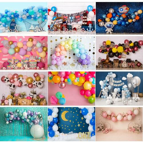 MOCSIKA Boy Girl First Birthday Backdrops for Photography Balloon Toy Decoration Cake Smash Photocall Background Photo Studio