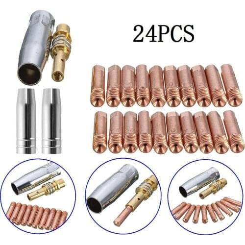 24PCS MB15&M6 MIG Welding Kit 0.6/0.8/1mm Contact Tips Shroud Nozzle Holder Spares Suitable For All Branded MIG Welders