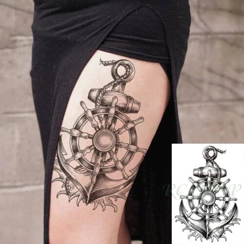 Waterproof Temporary Tattoo Sticker Anchor Rudder Element Fake Tatto Flash Tatoo Back Arm Leg Body Art for Men Women