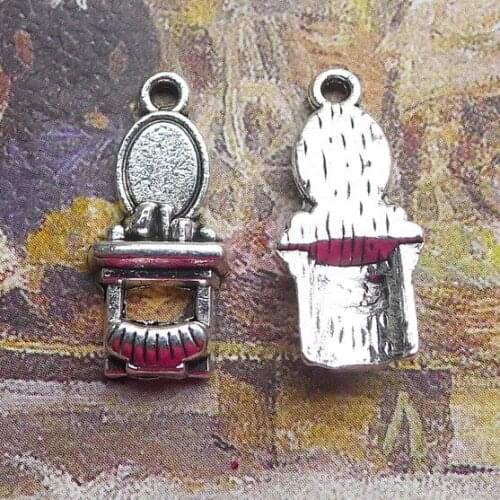 Newest 10Pieces 10*20mm Mixed Alloy Antique Silver Color Dresser Charms Necklace Pendant Accessory For DIY Jewelry Making