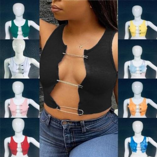 New Women Sexy Vest Tank Tops Short navel Crop sleeveless short T-shirt camisole Summer Party stage Sexy Fashion Casual Tops