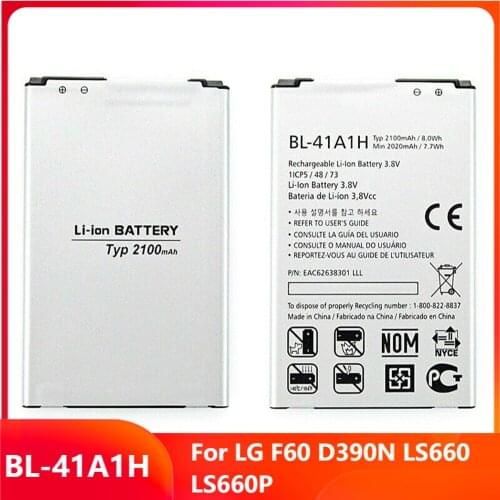 Original Replacement Phone Battery BL-41A1H For LG F60 D390N LS660 LS660P BL-41A1H Genuine Rechargable Batteries 2100mAh