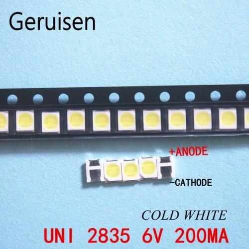 50pcs Original UNI LED 3528 2835 1210 Light Beads High Power 1W 6V Cool white For LED LCD TV Backlight Applicatio