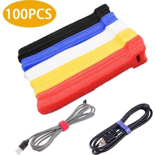 100Pcs Colourful Reusable Nylon Cable Ties T-Type Cable Straps Wire Organizer Storage Computer Data Cable Power Cable Tie Wire