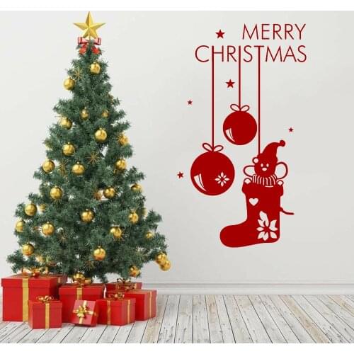 Merry Christmas Wall Stickers For Nursery Children Bedroom Home Decoration Shop Window Self-adhesive Vinyl Wall Decals Y500