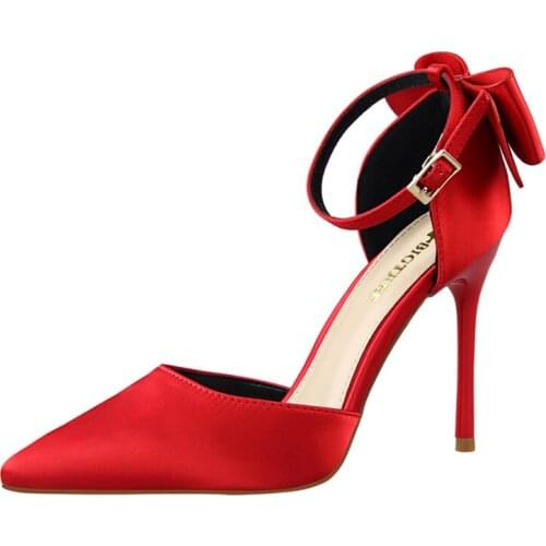 Autumn spring Woman Concise Office Shoes Fashion Pointed Toe Women Pumps Flock Shallow High Heels Womens Party Shoes large size