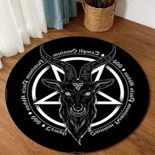 Sigil Of Baphomet Round Carpet, Housewarming gift, Personalized Rug, Satan round carpet, Satanic home decor, Satanic carpet