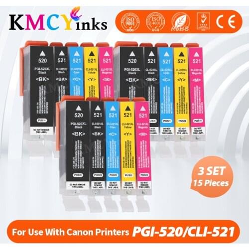 KMCYinks Compatible Ink Cartridge PGI520 CLI521 with Chip for Canon PIXMA MP540 MP550 MP560 MP620 MP630 MP640 MP980 MP990