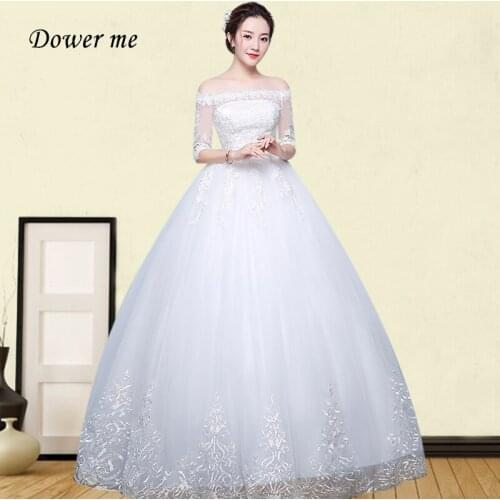 Off The Shoulder Wedding Dress GR715 Lace Embroidery Vestidos De Novia Boat Neck Formal Bridal Gowns Plus Size Wedding Dresses