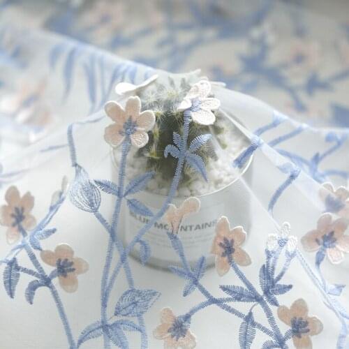 High Quality mesh Colorful 3D Tree and Leaves Embroidery Lace Fabric DIY Wedding Dress Accessories Width 130cm 1Yard