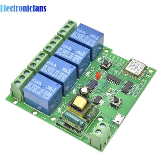 WIFI Switch Jog Self-Lock Interlock 433M 220V 4 Channel Wifi Relay Module Phone APP Wireless Remote Control For Smart Appliances