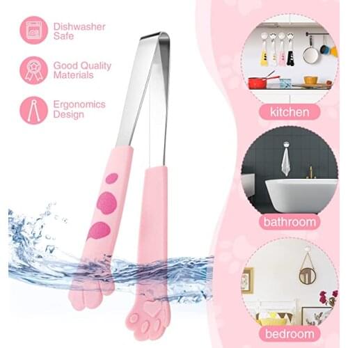 Japanese Cat Paw Shape Food Tongs Cute Cartoon Meal Tongs Stainless Steel Barbecue Tongs Kitchen Gadgets Kitchen Accessories