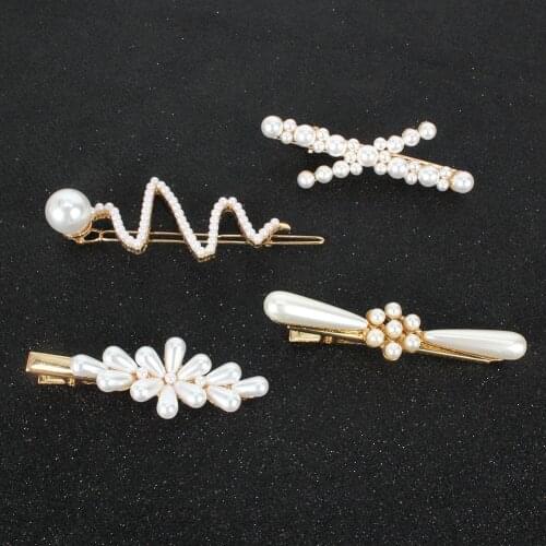 Pearl Hair Clips Gold Color Pins For Women Girls Fashion Stick Hairpin Snap Barrette Korean Styling Elegant Hair Accessories